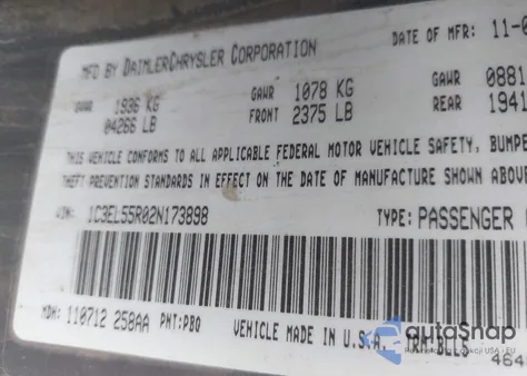 2002 Chrysler Sebring Lxi from USA, damaged, VIN 1C3EL55R02N173898